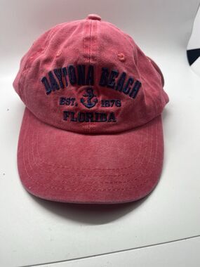 Daytona Beach Florida Est. 1876 Baseball Cap Hat Faded Red Adjustable Logo